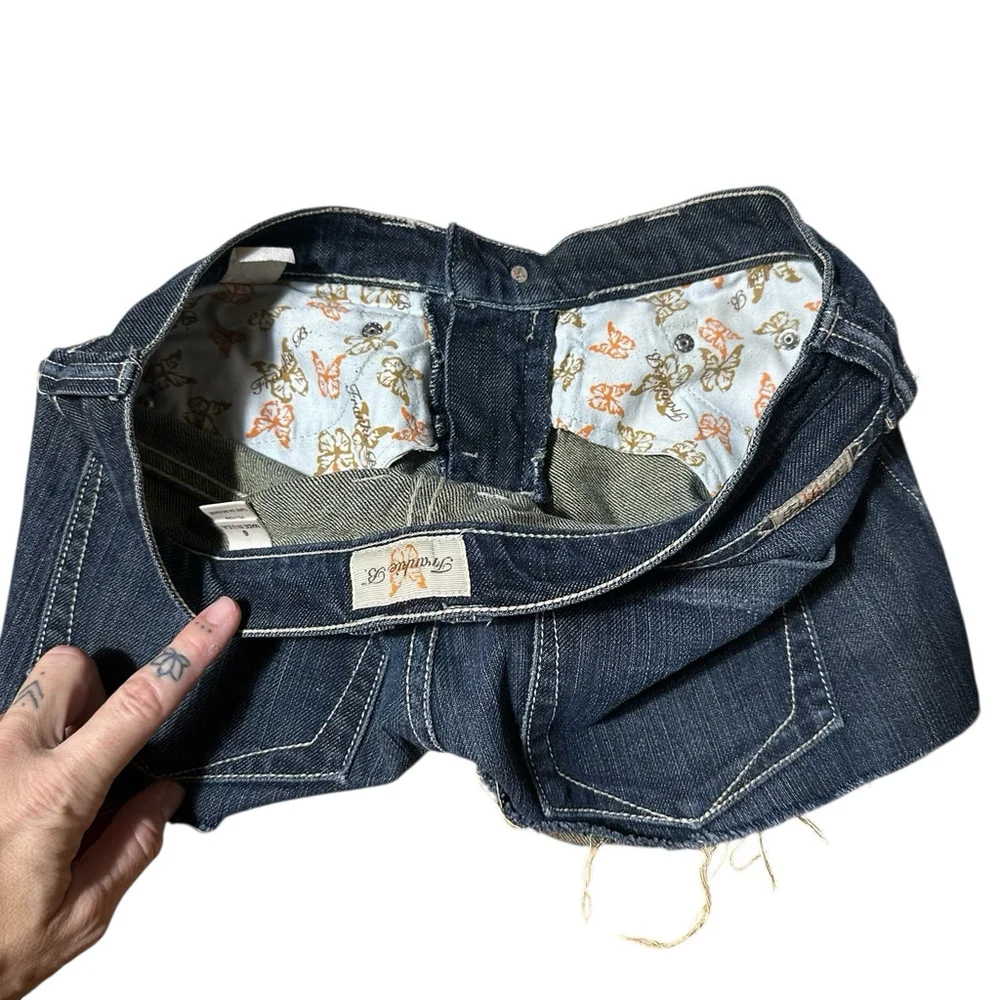 Frankie B Dark Wash Cut Off Micro Mini Low Rise Denim Shorts VTG Y2K 6 Iconic!